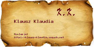Klausz Klaudia névjegykártya